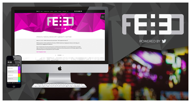 FEED powered by Twitter is a five day immersive experience that tells the story of the SXSW Interactive festival by merging social media, art, technology and wellness.